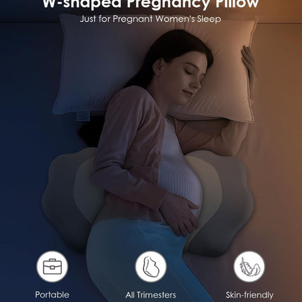 Pregnancy Pillows for Sleeping, Memory Foam Maternity Pillow Support for Back Belly HIPS, Adjustable Travel Wedge Pillow for Pregnant Women, Side Sleeping Pregnant Pillows with Velvet Cover - Pink - Size 31.5in*15in