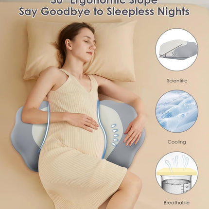 Pregnancy Pillows for Sleeping, Memory Foam Maternity Pillow Support for Back Belly HIPS, Adjustable Travel Wedge Pillow for Pregnant Women, Side Sleeping Pregnant Pillows with Velvet Cover - Pink - Size 31.5in*15in
