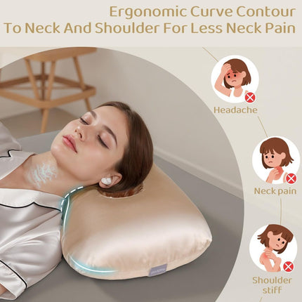 Piercing Pillow - Ear Piercing Pillow With Foam Plug, Adjust Shredded Memory Foam Picrcing Pillow For Side Sleepers, Donut Piliow For Ear With 4.5x4.5''Hole, Ergonomic Curved Design, Satin Gray | Ear Piercing Pillow For Side Sleepers, Donut Piliow For Ear