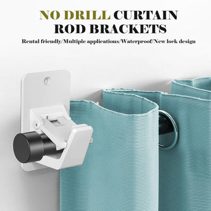 2 Pack No Drill Curtain Rod Brackets (White)