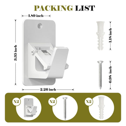 2 Pack No Drill Curtain Rod Brackets (White)
