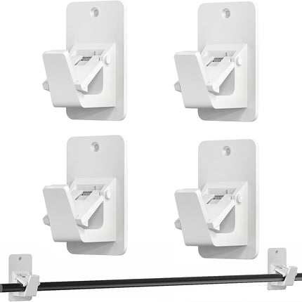 4 Pack No Drill Curtain Rod Brackets (White)