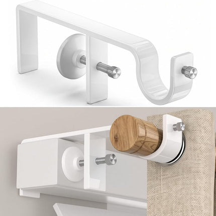 2 Pack Over-Blinds Curtain Rod Brackets for Outside-Mounted (White)