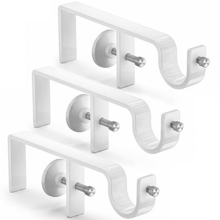 3 Pack Over-Blinds Curtain Rod Brackets for Outside-Mounted (White)
