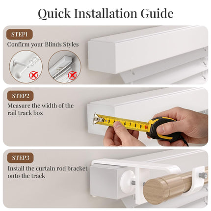 3 Pack Over-Blinds Curtain Rod Brackets for Outside-Mounted (White)