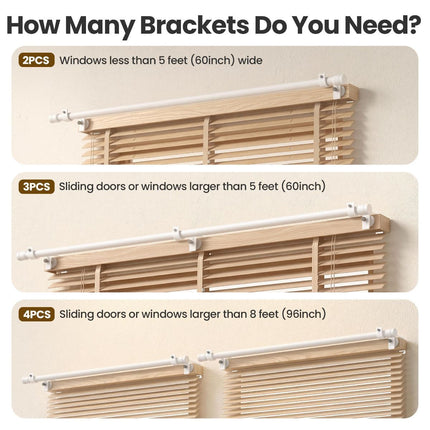3 Pack Over-Blinds Curtain Rod Brackets for Outside-Mounted (White)