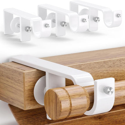 3 Pack Over-Blinds Curtain Rod Brackets for Outside-Mounted (White)