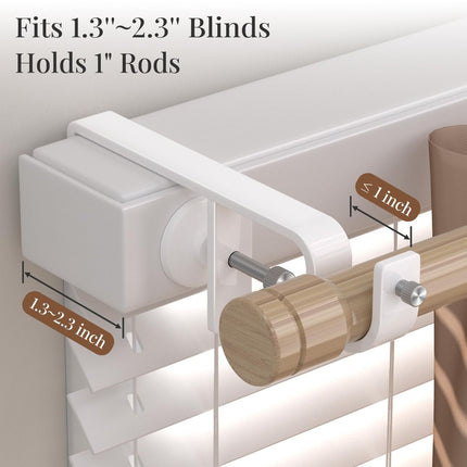 4 Pack Over-Blinds Curtain Rod Brackets for Outside-Mounted (White)