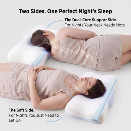 Cervical Neck Pillow - Memory Foam Pillows for Ergonomic Orthopedic Pillow for Neck Pain Relief, Double - Sided Design Shape Gently Cradles Head & Provides for Side & Back Sleepers