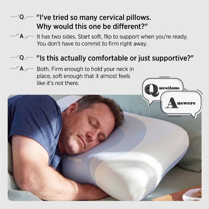 Cervical Neck Pillow - Memory Foam Pillows for Ergonomic Orthopedic Pillow for Neck Pain Relief, Double - Sided Design Shape Gently Cradles Head & Provides for Side & Back Sleepers