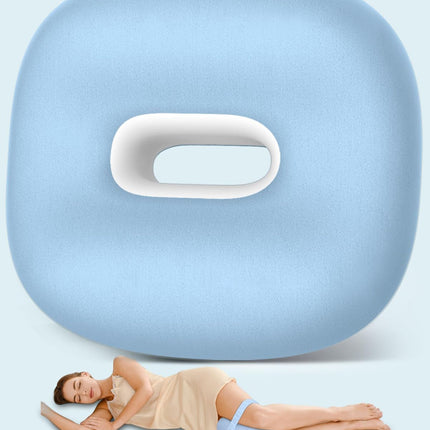 Side Sleeper Knee Pillow, Memory Foam Leg Pillow, Ergonomic Between Leg Pillow Eases Back Hip Pain, Spine Alignment Sciatica Relief, Knee Pillow with Ice Silk Cover and Elastic Strap - Blue - Size 10in*9in