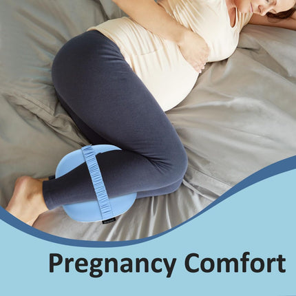 Side Sleeper Knee Pillow, Memory Foam Leg Pillow, Ergonomic Between Leg Pillow Eases Back Hip Pain, Spine Alignment Sciatica Relief, Knee Pillow with Ice Silk Cover and Elastic Strap - Blue - Size 10in*9in