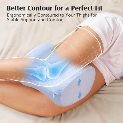 Knee Pillow for Side Sleepers, Memory Foam Leg Pillow with Adjustable & Detachable Strap, Ergonomic Support for Back, Hip, Knee, Sciatica Pain Relief - Blue - Size 30cm*21cm