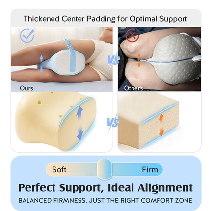 Knee Pillow for Side Sleepers, Memory Foam Leg Pillow with Adjustable & Detachable Strap, Ergonomic Support for Back, Hip, Knee, Sciatica Pain Relief - Gray - Size 30cm*21cm