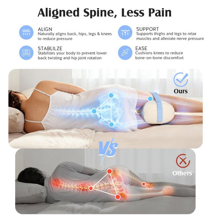 Knee Pillow for Side Sleepers, Memory Foam Leg Pillow with Adjustable & Detachable Strap, Ergonomic Support for Back, Hip, Knee, Sciatica Pain Relief - Gray - Size 30cm*21cm