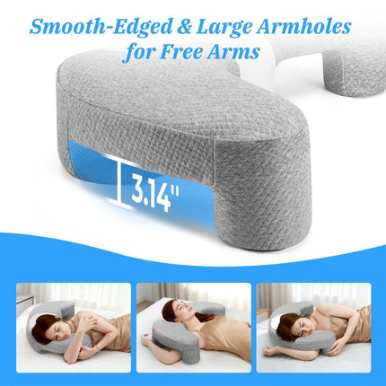 Side Sleeper Pillow with Arm Channel for Shoulder, Neck & Rotator Cuff Pain Relief, Memory Foam Cervical Neck Pillow Also Comfortable for Back Sleepers