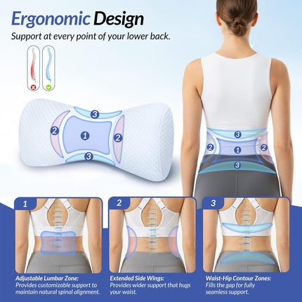 Inflatable Lumbar Support Pillow for Bed with Customized Lower Back