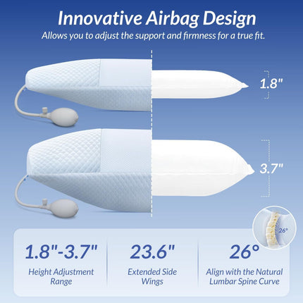 Inflatable Lumbar Support Pillow for Bed with Customized Lower Back