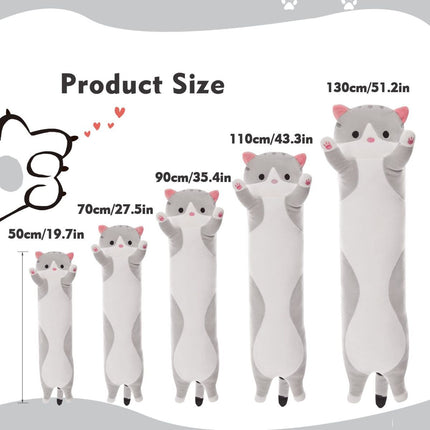 Long Cat Plush Pillow Cat Plush Toy PP Fabric Pillow Soft Cat Pillow Cat-Themed - Pink - Size 51.2