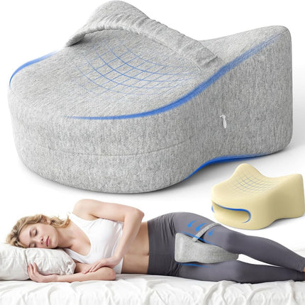 Legacy Leg & Knee Foam Support Pillow for Side Sleepers Soothing Relief for Back, Hips, Knees, Joints, Nerves & Muscles - Gray - Size 25.5cm*23cm
