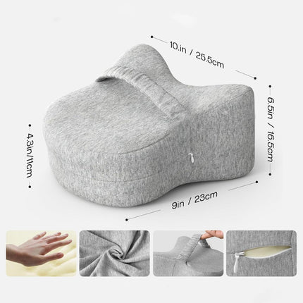 Legacy Leg & Knee Foam Support Pillow for Side Sleepers Soothing Relief for Back, Hips, Knees, Joints, Nerves & Muscles - Gray - Size 25.5cm*23cm
