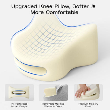 Legacy Leg & Knee Foam Support Pillow for Side Sleepers Soothing Relief for Back, Hips, Knees, Joints, Nerves & Muscles - White - Size 25.5cm*23cm