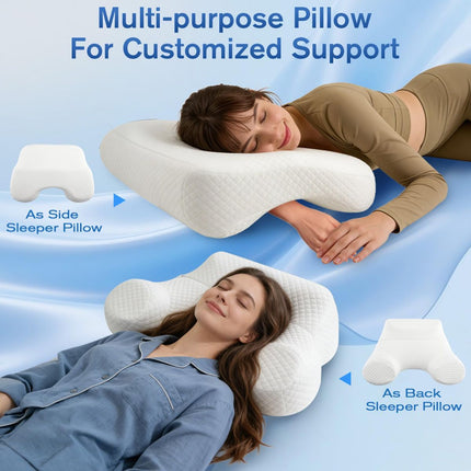 Side Sleeper Pillow for Adults with Arm Holes, Slow Rebound Memory Foam Arm Pillow for Comfortable Neck and Shoulder Support, Multi-Position Sleeping Pillow for Side Back Stomach Sleepers - Blue - Size 58cm*40cm*42cm