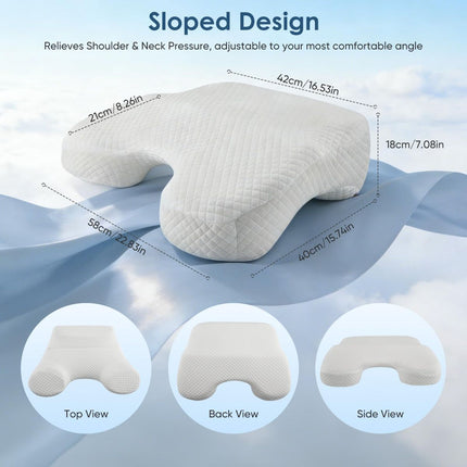 Side Sleeper Pillow for Adults with Arm Holes, Slow Rebound Memory Foam Arm Pillow for Comfortable Neck and Shoulder Support, Multi-Position Sleeping Pillow for Side Back Stomach Sleepers - Blue - Size 58cm*40cm*42cm