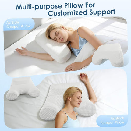 Side Sleeper Pillow for Adults with Arm Holes, Slow Rebound Memory Foam Arm Pillow for Comfortable Neck and Shoulder Support, Multi-Position Sleeping Pillow for Side Back Stomach Sleepers - Blue - Size 58cm*40cm*42cm