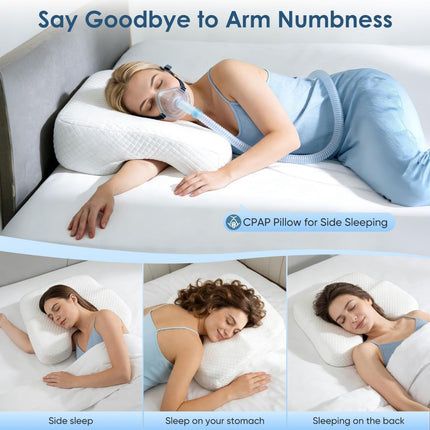 Side Sleeper Pillow for Adults with Arm Holes, Slow Rebound Memory Foam Arm Pillow for Comfortable Neck and Shoulder Support, Multi-Position Sleeping Pillow for Side Back Stomach Sleepers - Blue - Size 58cm*40cm*42cm