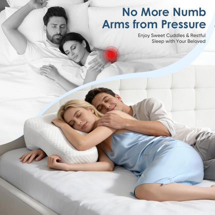 Side Sleeper Pillow for Adults with Arm Holes, Slow Rebound Memory Foam Arm Pillow for Comfortable Neck and Shoulder Support, Multi-Position Sleeping Pillow for Side Back Stomach Sleepers - White - Size 58cm*40cm*42cm