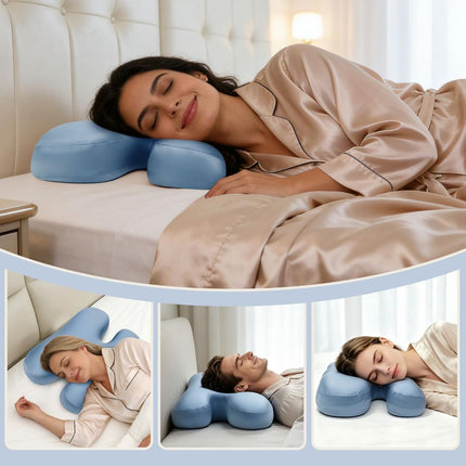 Side Sleeper Pillow for Anti-Wrinkle, Cooling Memory Foam Beauty Pillows for Neck Pain & Breathing Smoothly, Silky Satin Anti-Aging Pillow with Ergonomic Design for Back and Side Sleeper - Green - Size 57cm*38cm