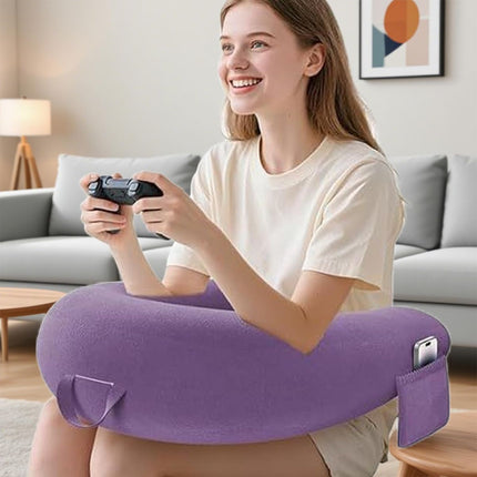 Reading Lap Pillow Ergonomic U Shape Cushion | Reading Pillow for Bed for Adults Elbow Rest Reduces Fatigue Desk Couch Floor Sofa Sitting Working Crocheting Writing - Pink - Size 40cm*34cm