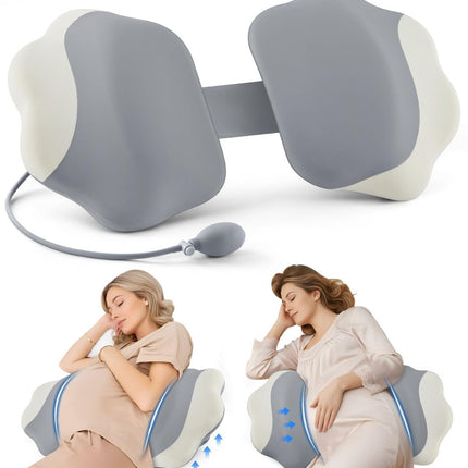 Pregnancy Pillows for Sleeping, Memory Foam Maternity Pillow Support for Back Belly HIPS, Adjustable Travel Wedge Pillow for Pregnant Women, Side Sleeping Pregnant Pillows with Cooling Pillowcase - Gray - Size 27.5in
