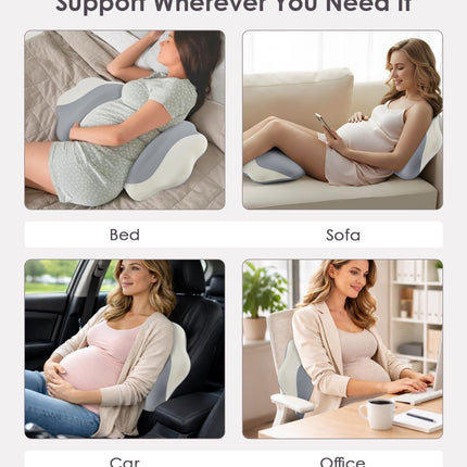Pregnancy Pillows for Sleeping, Memory Foam Maternity Pillow Support for Back Belly HIPS, Adjustable Travel Wedge Pillow for Pregnant Women, Side Sleeping Pregnant Pillows with Cooling Pillowcase - Pink - Size 27.5in