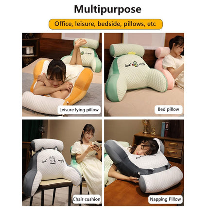 Reading Pillow for Kid Or Adult Large Back Pillow for Sitting Up in Bed Detachable Neck Roll with Arms Large Bed Rest Pillow Back Pillow for Sitting in Bed Watching TV Reading - Yellow - Size 70*50CM