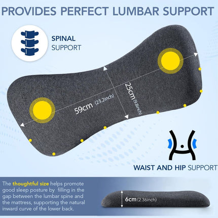 Lumbar Support Pillow for Sleeping Memory Foam Lumbar Pillow (Gray)