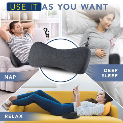 Lumbar Support Pillow for Sleeping Memory Foam Lumbar Pillow (Gray)