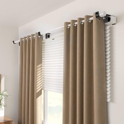 2 Pack Over-Blinds Curtain Rod Brackets for Outside-Mounted (Black)