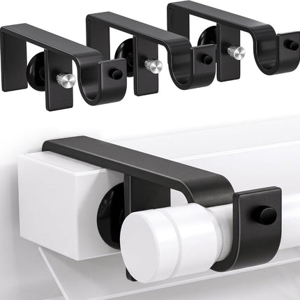 2 Pack Over-Blinds Curtain Rod Brackets for Outside-Mounted (Black)
