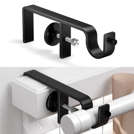 3 Pack Over-Blinds Curtain Rod Brackets for Outside-Mounted (Black)