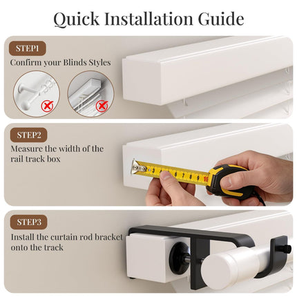 3 Pack Over-Blinds Curtain Rod Brackets for Outside-Mounted (Black)