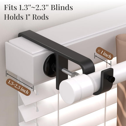 4 Packover-Blinds Curtain Rod Brackets for Outside-Mounted (Black)