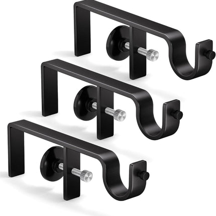 4 Packover-Blinds Curtain Rod Brackets for Outside-Mounted (Black)