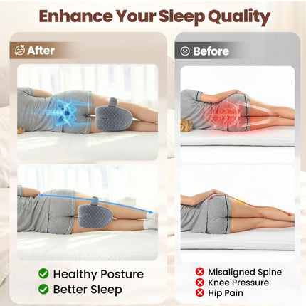 Knee Pillow for Side Sleepers, Supportive Memory Foam Leg Pillow for Side Sleeping with Elastic Strap, Heart-Shape Pillow Between Legs for Pain Relief on Sciatica, Hip Joints - Dark Gray - Size 10.6in*11in