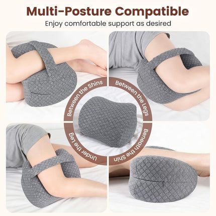 Knee Pillow for Side Sleepers, Supportive Memory Foam Leg Pillow for Side Sleeping with Elastic Strap, Heart-Shape Pillow Between Legs for Pain Relief on Sciatica, Hip Joints - White - Size 10.6in*11in