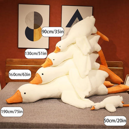 Giant White Goose Plush Pillow Soft Fabric Pillow Sleeping Companion Hugging - White - Size 20in
