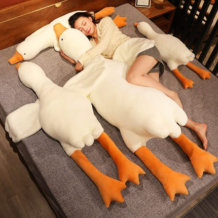 Giant White Goose Plush Pillow Soft Fabric Pillow Sleeping Companion Hugging - White - Size 20in