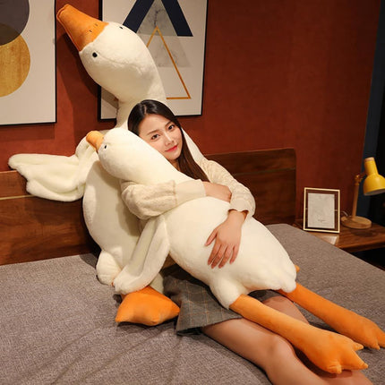 Giant White Goose Plush Pillow Soft Fabric Pillow Sleeping Companion Hugging - White - Size 51in