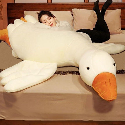 Giant White Goose Plush Pillow Soft Fabric Pillow Sleeping Companion Hugging - White - Size 63in